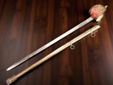 A copy of a Victorian highland officer's basket-hilted broadsword,