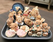 A group of Pendelfin rabbits.