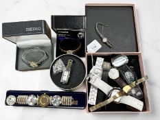 A group of lady's and gent's watches including boxed Seiko and Accurist examples,