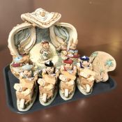 A group of Pendelfin rabbits.