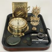 A reproduction ship's quartz brass timepiece signed 'Eurastyle',