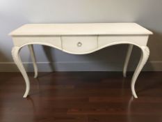 A Coach House French-style painted single drawer side table on cabriole legs,