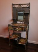 An Aesthetic period lacquered bamboo hall stand, 66 cm x 42 cm x 150 cm.