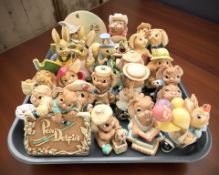 A group of Pendelfin rabbits.