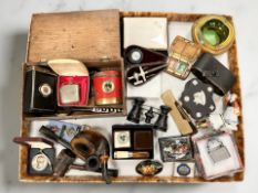 Collectables including several pipes and lighters, a silver and amber cheroot, vesta case,