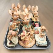 A group of Pendelfin rabbits.