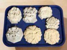 Seven reproduction mouldings made from stone from Lincoln Cathedral, Exeter Cathedral, etc.