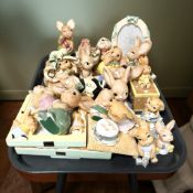 A group of Pendelfin rabbits.