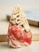 A Chinese soapstone carving, height 13 cm.