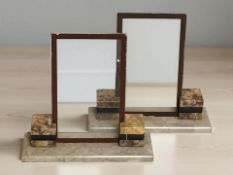 A pair of Art Deco marble photo frames, width 16 cm.