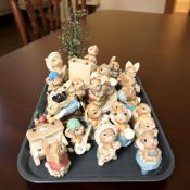 A group of Pendelfin rabbits.