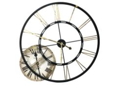 A Country Interiors large gilt metal Castle Douglas quartz wall clock, diameter 100 cm,