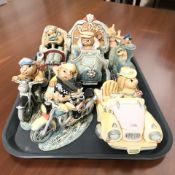 A group of Pendelfin rabbits.