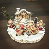 A group of Pendelfin rabbits.