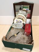 A group of collector's plates, glass wares, gent's wristwatch, mirror, digital camera.