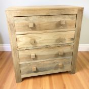 A modern hardwood four drawer chest, 80 cm x 47 cm x 90 cm.