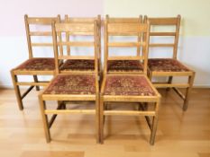 Set of six ladder backed dining chairs
