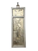 A doubled sided Japanese painted wooden panel, 31 cm x 86 cm.