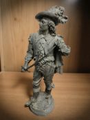 A cast metal figure of Don Juan, height 91 cm.