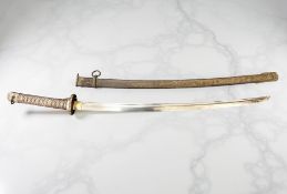 A Second World War Japanese NCO's Type 95 shin gunto katana, with 69cm curved single-fullered blade,