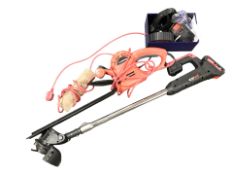A Sovereign electric hedge trimmer, an electric grass strimmer and various accessories.