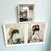 After Dallas Simpson, two portrait prints of a boy and a girl,