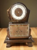 Two oak Art Deco mantel clocks,