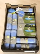 A group of Pampered Paws pet cooling towels, a foam rocket and two splash mats.