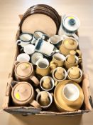 A collection of Denby pottery table wares in various patterns.