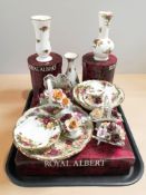 A group of Royal Albert Old Country Roses cabinet porcelain, some with boxes.