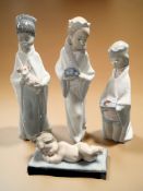 Three Lladro figures of The Three Kings,