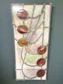 A leaded stained glass panel,