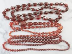 Three simulated cherry amber bead necklaces
