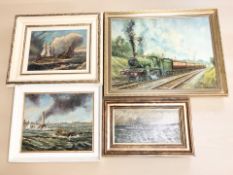 G Hudspith : Study of a steam locomotive, oil on canvas,