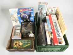 A group of Airfix modelling kits, jigsaws, chess set, Top Gear RC car, other figures.