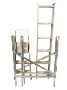 Two aluminium ladders and a collapsible stand