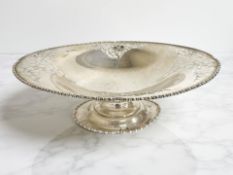 A George V pierced silver oval pedestal bowl, Henry Atkin, Sheffield 1913, width 28.5cm.