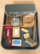 A cigar ashtray with whisky glass stand, in box,