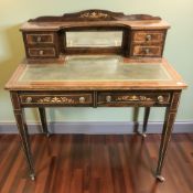 A late Victorian rosewood and satinwood inlaid lady's two drawer writing desk,