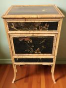 An Aesthetic period lacquered bamboo work box, width 45 cm.