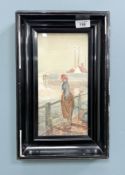 Early 20th Century Dutch School : A Figure Fishing from a Jetty, watercolour,