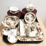 A group of Royal Albert Old Country Roses cabinet porcelain, some with boxes.