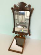 A George III style mahogany fret cut wall mirror, 73 cm x 45 cm,