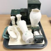 A group of Belleek porcelain with boxes.