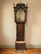 An early 19th century and later oak eight day longcase clock, with moon phase dial,