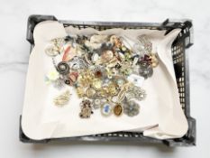 A group of vintage and later costume brooches etc