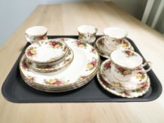 Sixteen pieces of Royal Albert Old Country Roses tea and dinner china.