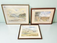 Ken Stainsby (British, 20th Century) : Figures in a Country Village, watercolour, signed,