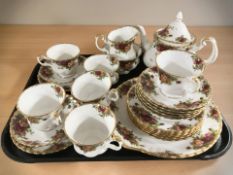 Twenty five pieces of Royal Albert Old Country Roses tea china.