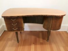 A 20th century continental mahogany veneered twin-pedestal desk,
